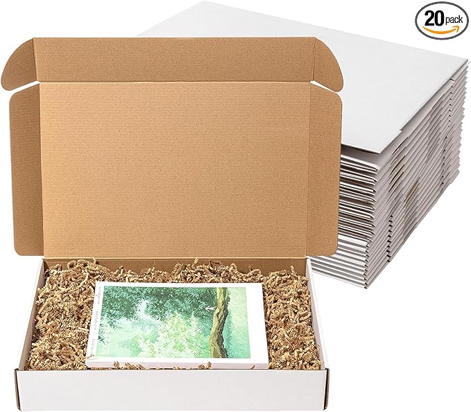 17x11x3" Shipping Boxes 20 Pack White Corrugated Cardboard Mailing Boxes for Small Business - Flat Literature Mailer Packaging Supplies