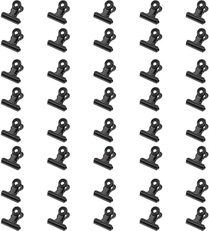 40 Pack Metal Clips 0.87 Inch Small Bull Binder Paper Clips for Picture Photo Crafts Food Bags Home Office Supplies(Black)
