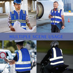 High Visibility Safety Vest - Reflective Breathable Mesh with 9 Pockets, Front Zipper for Men & Women - Meets ANSI/ISEA Standards