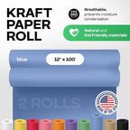 12" x 1200" (100 ft) Blue Kraft Paper Roll, Pack of 2 - USA-Made Quality Craft Paper for Gift Wrapping, Kids' Arts & Crafts, School Projects - 100% Recycled, 50 lb Natural Material by IDL Packaging