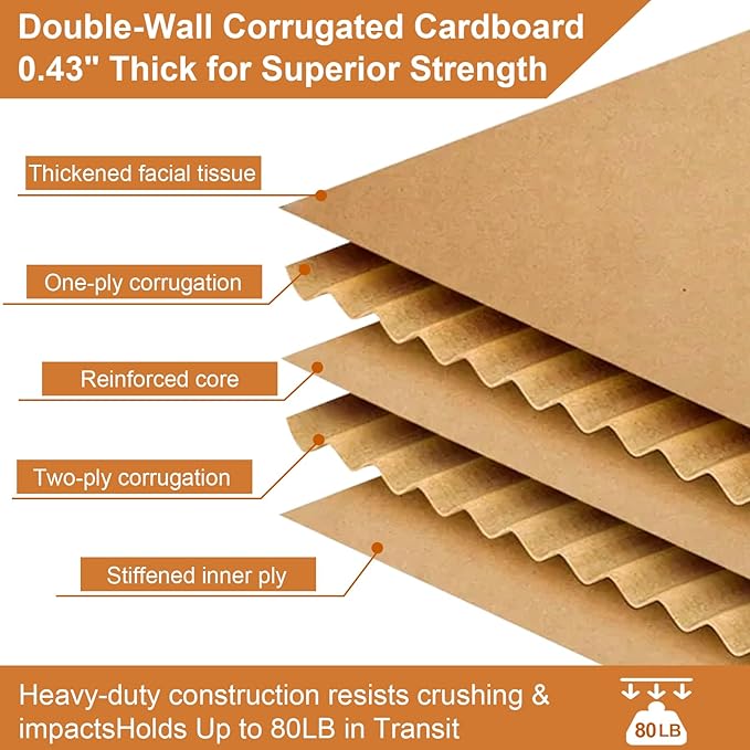 Large Moving Boxes with Handles Heavy Duty, 12 Pack 20" x 20" x 15" Double Corrugated Packing Boxes for Moving Shipping Storage (20"x 20"x 15"(with Handle))