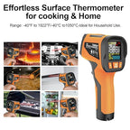 -40℉ to 1922℉ TEMIRUP Infrared Thermometer Temperature Gun with Thermocouple Probe, 30:1 Pyrometer High Temp Thermometer for Cooking Oven, Engine, Kiln, Forging, Industrial, Adjustable Emissivity