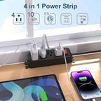 Wall Mount Power Strip,Flat Plug Power Strip with Switch,10ft Extension Cord,4 Outlets, Flexible Installation for Home, Office,and School,ETL Listed,Black (10ft,4 outlets)