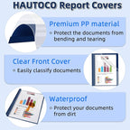 HAUTOCO 30 Pack Plastic Report Covers with 3-Prong Fasteners Clear Front Presentation Folders Resume Folders for 8.5x11 Letter Size Paper, Document Report Cover for School Office Business, Navy Blue