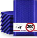 Fuxury Bubble Mailers 4x8" 200 Pack Waterproof Padded Envelopes Self Seal Bubble Envelopes Padded Mailers for Small Business Envelope Mailers Usable Size 4x7 Royal Blue