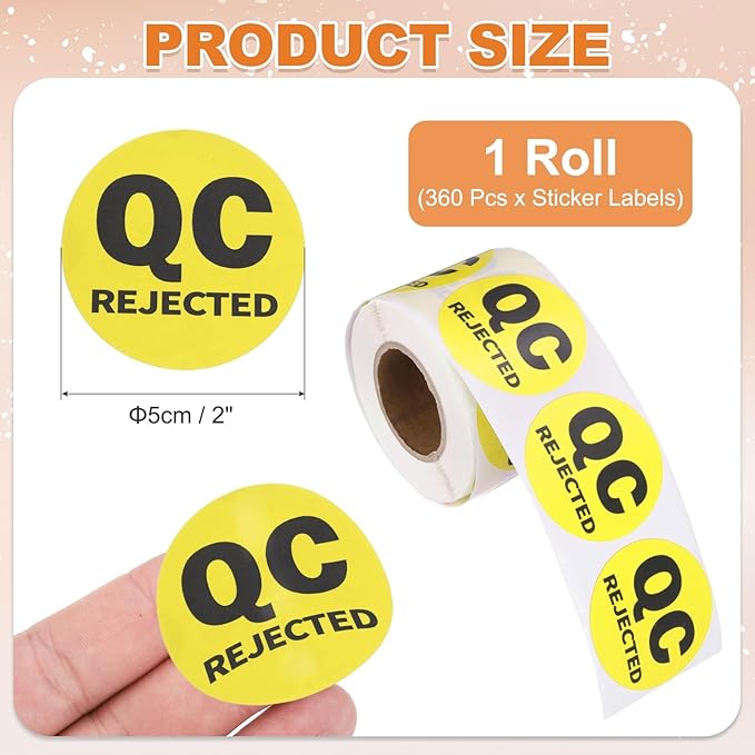 PATIKIL 360 Pcs 1 Roll QC Hold Labels, 2 Inch Circle Inventory Control Adhesive Round Labels Food Service Quality Control Stickers for Warehouse Management Inspection, Yellow