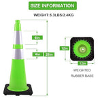 OrangeStar 8 Pack 28" Traffic Safety Cones, Green Cones Construction Cones w/Reflective Collar, Heavy Duty Base for Driving Practice, Parking Lots and Roadwork