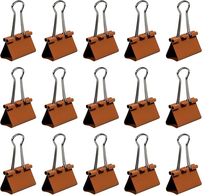 JAM PAPER Colorful Binder Clips - Medium - 1 1/4 Inch (32 mm) - Orange Binderclips - 15/Pack