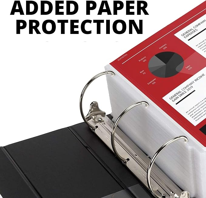 4 Inch 3 Ring Binder, D-Ring Heavy Duty, 800 Sheet Capacity, Customizable View Cover, Presentation Folder with Pockets, Fits 8.5 x 11 Inch, 2 Pack, Black