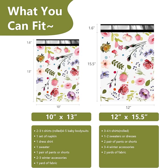 Poly Mailers 12x15.5 Inch 50 Pcs - Bud Printed Shipping Bags, 2.4mil Thickness, Waterproof and Tear Resistant Mailing Envelopes, Self-Sealing Packaging Bags for Small Business