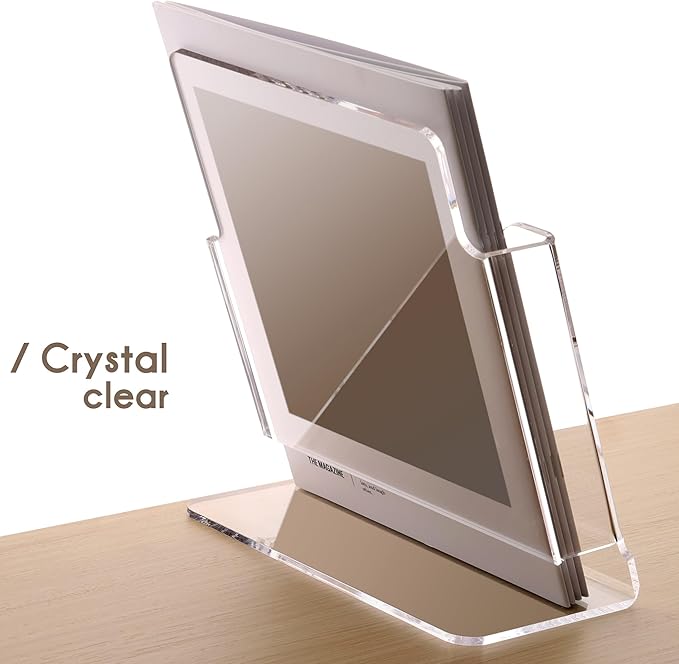 Acrylic Brochure Holder 8.5X11Inch, Clear Flyer Stand Display, Magazine Pamphlet, Booklet Holder for Desk(1 Pack) Used For Office Exhibitions Café Hotel Lobby Library...