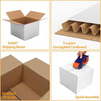 PETAFLOP 25 Pack White 8x8x6 Shipping Boxes, Small Cardboard Corrugated Box for Business, Mailing, Mailer, DIY