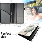 Car Registration and Insurance Holder, Leather Car Glove Box Organizer, Cool Car Accessories for ID, Driver's License Cards & Essential Document,business cards,Men&Women,Cute Two Turtles