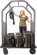 Coastal Luggage Cart Fully Assembled – All-Weather Resistant Stainless Steel Hotel Bell Cart w/Outdoor Rubber Deck & Air-Filled Tires, Trolley for Travel, Beachfront and Condo - 165 lbs (Hammertone)