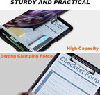 Clipboard with Storage Compartment, 8.5 x 11 Letter Size Side Opening Clip Board with Pen Holder, Hard Portable Clipboard Organizer for Nurse, Teacher, Contractor, Jobsite, Purple Dragon Book