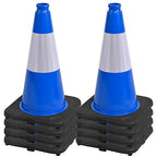 OrangeStar 18" Traffic Cones 8-Pack Blue Safety Cones with Reflective Collars, Heavy Duty Base for Construction, Parking Lot, Road Work, Flexible PVC, Indoor & Outdoor Use
