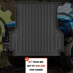 Truck Bed Mat Fit Ford Ranger 2024 2025 (5FT, 59.6" Bed), TPE All Weather Truck Bed Liner Cargo Liner Ranger Accessories