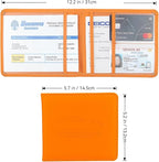 Car Registration and Insurance Holder, Premium Pu Leather Vehicle Glove Box Organizer - for Driver License, Cards & Essential Documents (S-Orange)