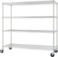 Trinity Basics 4-Tier Adjustable Wire Shelving with Wheels for Kitchen Organization, Garage Storage, Laundry Room, NSF Certified, 600 to 1800 Pound Capacity, 60” by 24” by 54”, EcoStorage Chrome