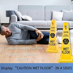 BESEA Caution Wet Floor Signs 8 Pack Heavy Duty Caution Cones to Avoid Slipping When Wet Sign, Yellow 4 Sides Bilingual Printing Avoid Fall Slip Accident for Indoors and Outdoors