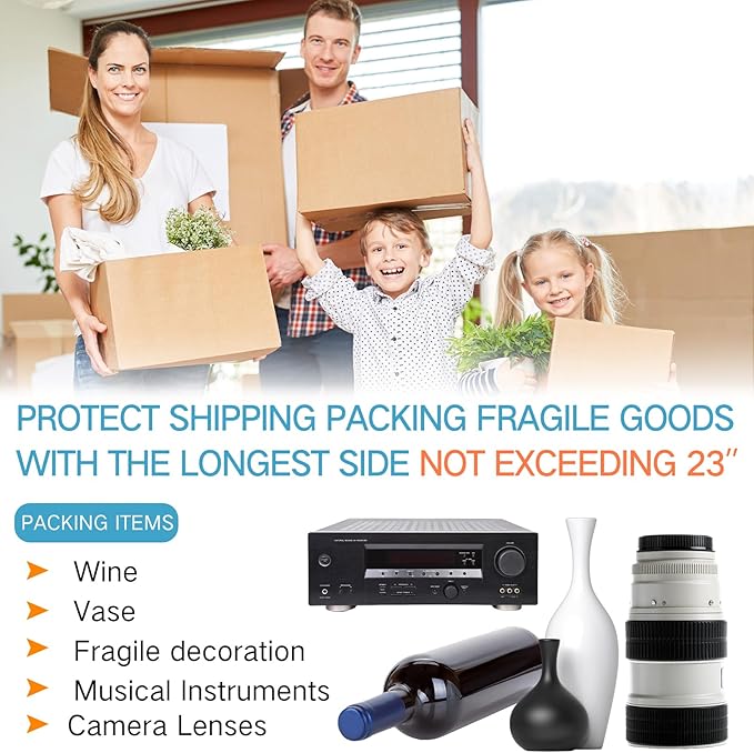 PerKoop 24"x85' Inflatable Air Pillows for Shipping Large Bubble Cushioning Wrap Packing with Pump Bubble Cushioning Wrap Roll with Fragile Stickers for Heavy Duty Moving Protection