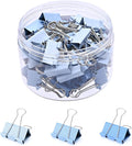 Temiary Aesthetic Binder Clips, 48 Pcs 0.98 Inches Small Metal Binder Clip with Clear Storage Container, Binding Paperwork Clamps for School Teachers Office Supplies (Blue)