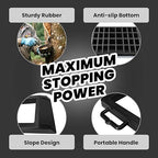 Rubber Heavy Duty Pallet Jack Rubber Wheel Chock 2 Pack, Premium Pallet Jack Stopper for Truck 14.2" Length x 11.2" Width x 2" Height (Black, 2 Packs)