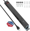 8 Outlet Metal Wall Mount Power Strip,360° Rotatable Mounting,PD 20W USB C Fast Charging,Surge Protector Powerstrip with 6FT Cords,15A 1875W, for Home Office Industrial Garage Commercial