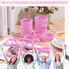 Liliful 100 Pcs Silicone Rubber Wristbands Rubber Wristband Bracelet Bands for Silicone Wristbands for Women Men(Pink)