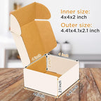 50 Pack Small Shipping Box, 4x4x2'',Corrugated Mailer,Wonfer Cardboard Box, White