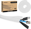 Nilight Cable Sleeve, 10ft-1/2inch Cord Management Sleeves, Braided Sleeving, Split Self Wrapping Wire Loom for Computer Electrical Automotive Harness Protector Organizer, White