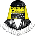 31'' Rubber Bungee Cords Heavy Duty Outdoor with 55.8" Max Stretch & Over 176 lbs Load, 100% EPDM Black Bungee Straps with Crimped S Hooks for Cargo, Tarps, Truck, Motorcycle, Weatherproof (30 Pack)