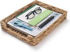 Water Hyacinth Letter Tray, Woven Desk Tray, Wicker Desktop Basket Organizer for Papers, Documents, Magazines, Files