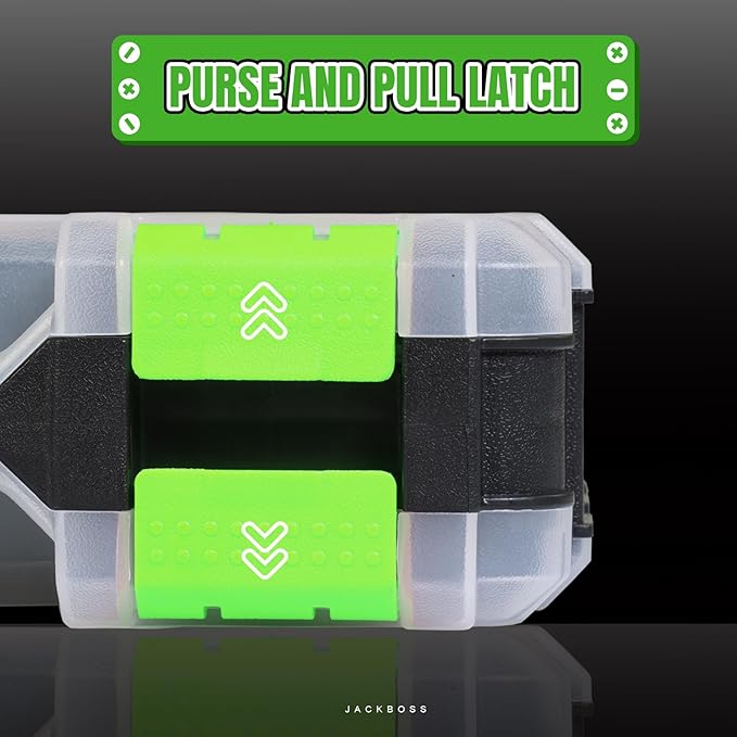 Tool Box with Transparent Lid, Double Side 34-Compartments Organizer Box with Removable Dividers for Hardware, Screws, Bolts, Nails, Beads, Jewelry and Fishing Accessories, Green, 4 Pack
