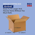 BOX USA Shipping Boxes 12"L x 10"W x 8"H, 25-Pack Small Corrugated Cardboard Box Shipping, Packaging, Moving, Storage Box for Home or Business, Strong Wholesale Bulk Boxes