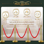 4Pcs Gold Stanchion Post Queue Velvet Ropes and Posts with Soild Base and 3pcs 5 Ft Red Velvet Ropes Carpet Ropes Posts Stanchion Set Crowd Control Barriers for Party Supplies