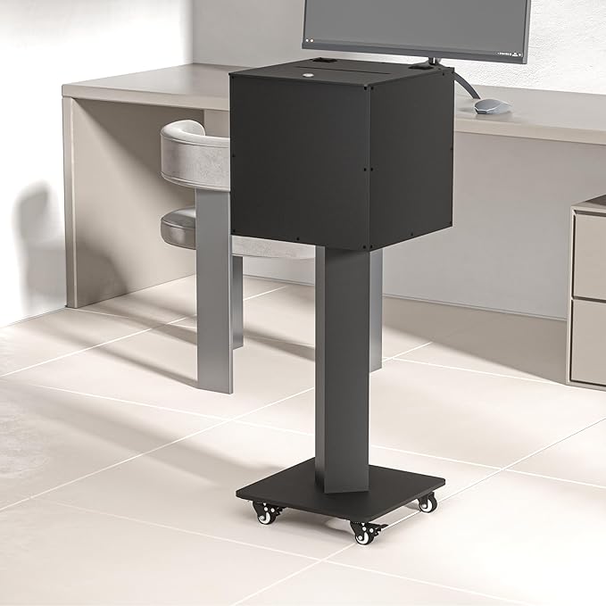 MOOFI Suggestion Box with Lock and Key for Charity Church Collection Offering/Raffle Ballot Box with Sign Holder Display Stand for Office, Home, Event Donation with Stand (StandardBox)