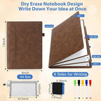 6 Sides Whiteboard Notebook Portable Whiteboard Dry Erase Notebook Portable Dry Erase Board Double Sided Folding Whiteboards White Board for Office Study Meeting(Brown,A4: 9"×12”)