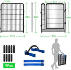Tall Garden Fences and Borders for Dogs, 48 inch High Garden Fence, 8 Panels Total 17.7 Ft, 21 in Wide Low Threshold Gate. Modular Fencing, Dog Fence Outdoor for Yard. Vegetable Garden Fence