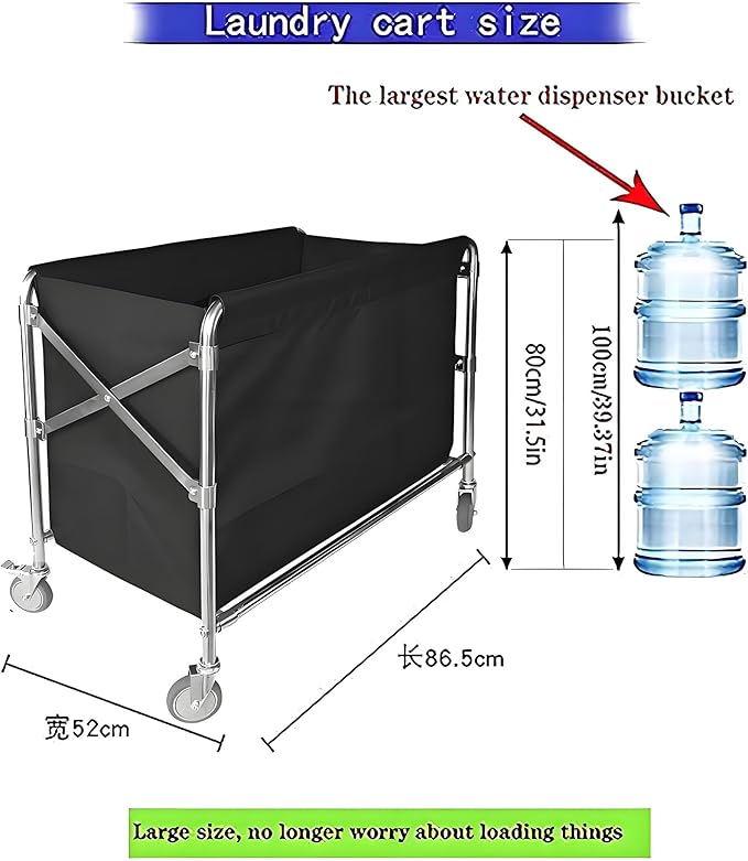 Commercial Laundry Cart with Wheels Heavy Duty Collapsible Laundry Baskets 12 Bushel (400l), Industrial Rolling Baskets Trucks with Steel Frame and Waterproof Oxford Cloth, 300 Lbs Weight Capacity