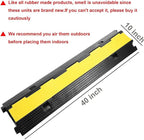 Reliancer 3 Pack Dual Channel Rubber Cable Protector Ramp 2 Channel Traffic Speed Bump 11000lbs Capacity Heavy Duty Driveway Hose Cover Ramp Cord Track Protector Wires Concealer w/Flip-Open Top Cover