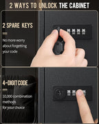 Uniclife 100 Position Slotted Key Cabinet with Combination & Key Lock Resettable Black Digital Security Storage Box Steel Key Organizer with Slotted Racks White Key Tag Labels and Permanent Pen