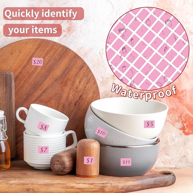 Starboling Color Coding Labels,3000 PCS 1/2" x 3/4" Pink Rectangular Colored Labels Stickers,for Garage Sale,Price Tags,File Folder Tabs,and Classroom Organization