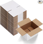 Calenzana 8x6x4 Shipping Boxes Set of 40, White Corrugated Cardboard Box for Mailing Packing Gifts Small Business