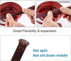 100ft - 1/2 inch PET Expandable Braided Sleeving – BlackRed – Alex Tech Braided Cable Sleeve