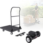 Electric Platform Trucks,Foldable Push Cart Dolly 661 LBS Capacity, 1000W Powered Heavy Duty Flatbed Cart with 360° Swivel Wheels for Warehouse Material Handling