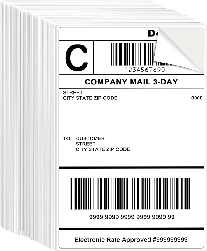 L LIKED 500 Pre-Cut 4x6 Sheet Shipping Labels for Laser & Inkjet Printers, Single Sheet, Self Adhesive Address Mailing Postage Stickers (500 PCS)