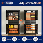 Yizosh Metal Garage Storage Cabinet with Locking Doors and Adjustable Shelves, 71" Tool Storage Cabinet with 2 Drawer for Garage,Warehouse