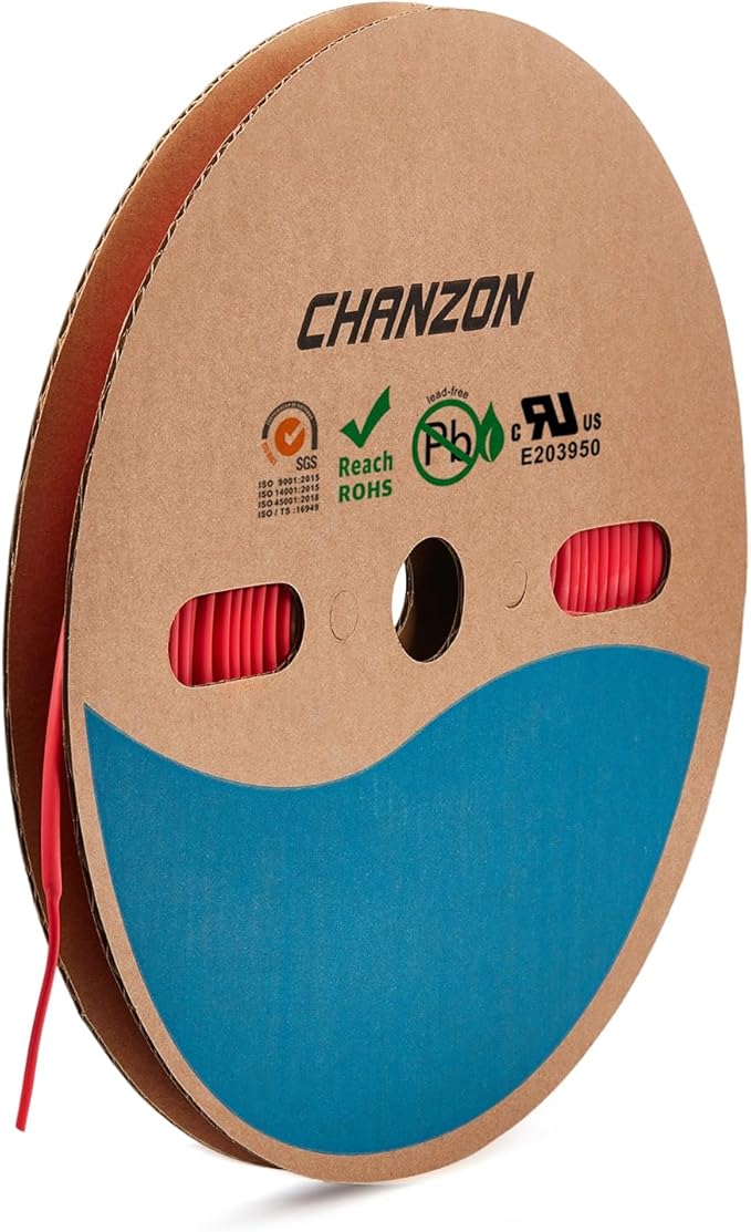 Chanzon 2:1 Ratio - 80Ft Roll - 9/64" (3.5mm) Heat Shrink Tubing 2:1(25M Total Length) Red Polyolefin Sleeving Wrap Shrinking 2 to 1 1pcs