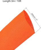 MECCANIXITY Braided Cable Sleeves Heat Shrinkable Fabric Sleeving, 2" 10ft Orange 2:1 Ratio Heat Shrinkable Cord Protector for Harness Cable, Network Cable Protection, Cable Management